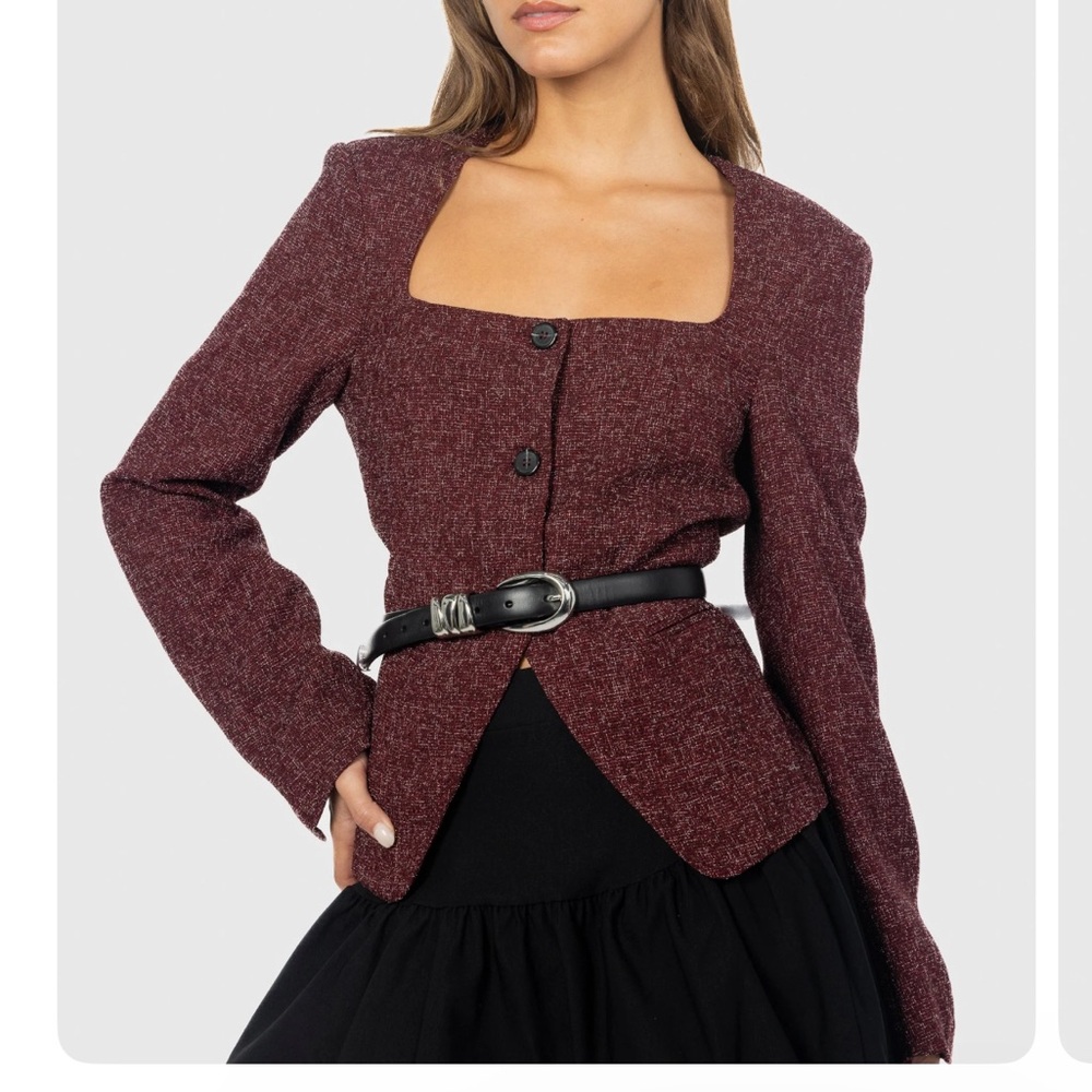 Styled By Gg Structured Tweed Blazer Top